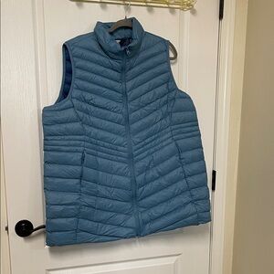 Lands' End Women’s Blue Quilted  Down Knee Length Vest
